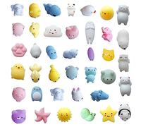 Mochi Squishy Kawaii Toy,40 Pièces Mini Jouets Squeezie Doux Squishy Animaux Jouet,Fidget Toys Anti Stress pour Enfants,Cadeaux de Anniversaire Récompenses de Classe Remplissage de Sacs Cadeaux