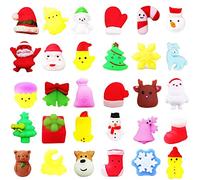 Mochi Squishy Kawaii Toy Noël,30 Pièces Mini Jouets Squeezie Doux Squishy Jouet,Fidget Toys Anti Stress pour Enfants,Cadeaux de Fête de Noël Récompenses de Classe Remplissage de Sacs Cadeaux