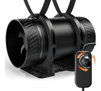 MOCINE Extracteur d’air en ligne 100 mm avec variateur de vitesse | Avec base de montage et sangle de suspension, ventilateur silencieux pour salle de bain, cave, grenier