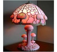 MOCIUN Lampe de table en verre teinté Série Plante, Lampe de table vintage décorative Lampe de chevet, Lampe de table en verre peint champignon vous montre une atmosphère de rêve (F)