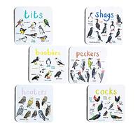 MOCIUN Set of 6 Bird Pun Coasters, Funny Square Coaster Set of Drinks, Square Coaster Set for Bird Lover Friends (A)