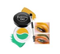MockTota Gel Sourcils Coloré Résistant à l'Eau - Kit 2 Couleurs Néon, Double Brosses & Formule Hypoallergénique pour Carnaval, Maquillage Artistique et Quotidien (Jaune+Vert)