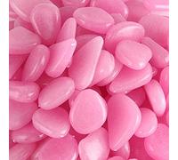 MOCNT 100 Pièces Pierre Lumineuse Galet Lumineux Cailloux Brillants dans Le Noir Pavés pour Jardin Passerelle Aquarium Patio Pelouse Décoratives Clair Violet Largeur 20-30mm