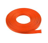 MOCNT 10mm Gaine Câble Tressée Extensible PET Manchon de Câble Fil Rangement Câble PET Cache Câble Souple Électriques Gestion Câble Flexible Protection Tube Tuyau Orange 15 Mètres
