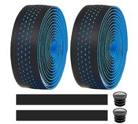 MOCNT 2 Rouleaux Ruban de Guidon de Vélo Guidoline Vélo Route Cuir Respirant EVA PU Antidérapant Absorbant Les Chocs Confort Bande Aadhésives avec Bouchon d'extrémité Bleu