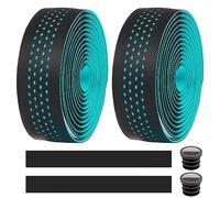 MOCNT 2 Rouleaux Ruban de Guidon de Vélo Guidoline Vélo Route Cuir Respirant EVA PU Antidérapant Absorbant Les Chocs Confort Bande Aadhésives avec Bouchon d'extrémité Bleu Clair