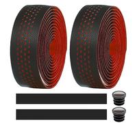MOCNT 2 Rouleaux Ruban de Guidon de Vélo Guidoline Vélo Route Cuir Respirant EVA PU Antidérapant Absorbant Les Chocs Confort Bande Aadhésives avec Bouchon d'extrémité Rouge