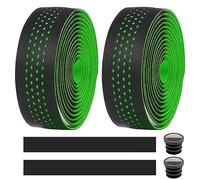 MOCNT 2 Rouleaux Ruban de Guidon de Vélo Guidoline Vélo Route Cuir Respirant EVA PU Antidérapant Absorbant Les Chocs Confort Bande Aadhésives avec Bouchon d'extrémité Vert
