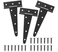 MOCNT 3 Pièces Charnières en T avec Vis 150mm Charnière Porte de Grange 6 pouces Charnière de Portail de Jardin Métallique Triangulaire Charnière Pliantes Abris de Jardin Noir
