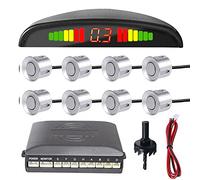 MOCNT Capteur de Recul Voiture 8 Capteur Système de Radar de Stationnement Voiture Arrière Auto Parcage Système Radar Sonore Buzzer Alarme LED Distance Affichage Argent