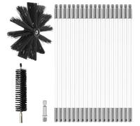 MOCNT Kit de Broussailles de Nettoyage de Cheminée Ensemble Brosse Cheminée | Réglable Brosse Nettoyage Ramonage 18 Tiges Flexibles 1 Tête Brosse 200mm 1 Tête Brosse 38mm