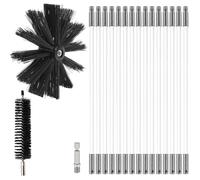 MOCNT Kit de Broussailles de Nettoyage de Cheminée Ensemble Brosse Cheminée | Réglable Brosse Nettoyage Ramonage 15 Tiges Flexibles 1 Tête Brosse 200mm 1 Tête Brosse 38mm