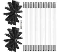 MOCNT Kit de Broussailles de Nettoyage de Cheminée Ensemble Brosse Cheminée | Réglable Brosse Nettoyage Ramonage Outil avec 20 Tiges Flexibles 2 Tête de Brosse 200mm