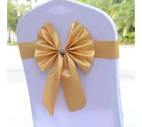MOCOBA 18 Couleurs Ceinture Élastique Noeud Papillon Prêt À l'emploi Chaise Ceintures Bande pour La Fête De Mariage Hôtel Banquet Décoration, Champagne Or