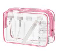 MOCOCITO Trousse de Toilette Transparente + 8 Flacon Vide Rechargeables | Contenant Voyage 100ml, Kit de Voyage Avion, Adapté Au Contrôle De Sécurité, Réutilisable, Pochette Étanche TSA 20x20cm