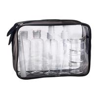 MOCOCITO Trousse de Toilette Transparente + 8 Flacon Vide Rechargeables | Contenant Voyage 100ml, Kit de Voyage Avion, Adapté Au Contrôle De Sécurité, Réutilisable, Pochette Étanche TSA 20x20cm