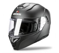 MOCOERL-Casque de Moto, Casque modulable, Casque intégral pour Hommes et Femmes avec Protection de Menton renforcée, Double visière, Certification ECE 22.06, Noir Mat (S)