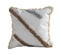MOCOFO Housse de Coussin tissée à Franges Style bohème -Blanc/Gris, Coton, Café Blanc,45x45cm