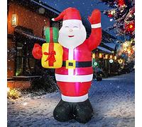 Mocoli 150CM Père Noël Gonflable, Noël Gonflable Extérieur Père Noël Décoration De Noël avec Lumière LED Géant Gonflable Père Noël Fête Noël Gonflable Extérieur Jardin Décorations