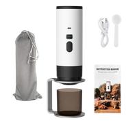 Mocoli Machine à Café Portable, Chauffage Rapide 3 En 1 Cafetiere Portable 12V Cafetières à Capsules 90 ml Pour Le Camping, Bureau, Maison, Voiture, Machine à Café à Batterie (Blanc+support)