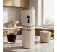 Mocoli Machine à Expresso Portable, Cafetière de Voyage Électrique Blanche Moulin à Café Électrique avec Broyage Automatique et Filtre en Acier Inoxydable pour la Randonnée le Camping