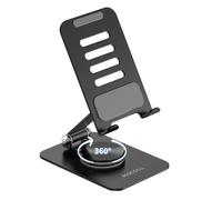 MOCOLL Support de téléphone portable en métal pour bureau, rotation à 360°, entièrement réglable, pliable, base antidérapante stable, compatible avec tous les téléphones, Nintendo Switch, noir