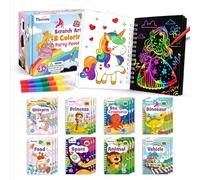 Mocoosy 24 Dessin Gratter et Kit de Coloriage Pour Enfants, Carnet d' Scratch Art Arc-en-ciel Double Face, Cadeaux de Fête Pour Enfants, Prix pour Enfant étudiants Cadeaux Pour Filles Garçons 3-8 ans