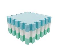 Mocosy 18 Pièces (30x 30x1cm) Tapis de Sol imbriqués| Tapis en Mousse Douce| Tapis de Jeu| Tapis de Gymnastique(Bleu Blanc Vert)