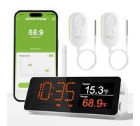 MOCREO Thermomètre à distance WiFi, alarme de congélateur de 0,3 km de long, avec sonde étanche IP67, alerte par e-mail par application, avec concentrateur de moniteur numérique, 2 capteurs de