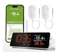 MOCREO Thermomètre et alarme de congélation avec télécommande WiFi, longue portée de 1/3 mile, sonde étanche IP67, alarme par e-mail, application avec concentrateur de moniteur numérique, 2 capteurs