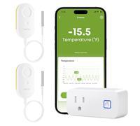 MOCREO Thermomètre WiFi pour réfrigérateur avec alarme de congélateur, alerte e-mail, notification d'application, enregistrement de données, exportation, sans frais d'abonnement, 2 capteurs de