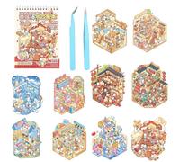 Mocrop Lot d'autocollants 3D grande taille pour enfants, maison DIY, atelier de peinture, monde de glace et de neige, paradis animal et autres scènes, livre d'autocollants, avec 2 pinces, artisanat