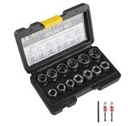 Mocrop Lot de 16 extracteurs à gauche, tournevis à douille en acier au carbone, pour extracteur d'écrous, vis à impact, avec deux adaptateurs d'entraînement à six pans creux