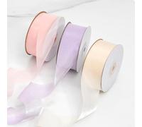 Mocrop Rubans Cadeaux en Satin Décoratifs - Pour Emballage de Cadeaux, Artisanat et Décoration DIY 3 Rollos Pourpre Rose Champagne 2,5 cm x 9 m