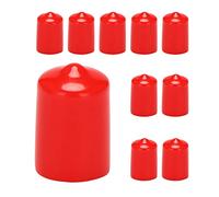 Mocturnity 10 PièCes Caoutchouc Embouts Couvercle de Capuchon de Boulon de Tube Rond en PVC ID 16 Mm Protecteurs de Filetage de Vis Rouge