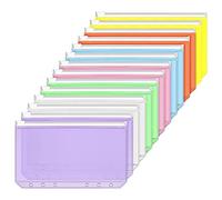 Mocturnity 14 PièCes Pochettes de Reliure A6 Taille 6 Trous Reliure à GlissièRe Dossiers éTanche PVC à Feuilles Mobiles pour Cahier à Reliure à 6 Anneaux