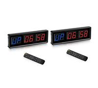 Mocturnity 2 x Minuterie de gymnastique, minuterie Intervalle LED, Compte à Rebours Numérique Monté Mural, Minuterie Fitness, Chiffres vers le bas/Haut