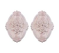 Mocturnity 2X Ornement en Bois Rétro Applique Sculpture Ornement pour Décoration de Meubles de Porte D'Armoire (13X9cm)