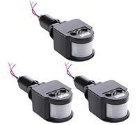 Mocturnity 3 détecteurs de mouvement noirs, interrupteur de lumière avec capteur de mouvement, capteur de mouvement Pir à courant continu 12 V pour extérieur