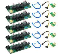 Mocturnity 5 pièces 010-X PCIE 1X vers 16X USB3.0 Carte verticale d'extension de carte graphique de 60 mm avec flash LED pour GPU BTC Mining Nouvelle version