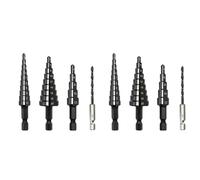 Mocturnity 8 pièces 3-12 4-12 4-20 mm HSS Foret étagé à fente droite Foret hélicoïdal au nitrure Coupe-trous en métal et bois Outils de forage de noyau