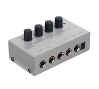 Mocturnity Amplificateur de casque avec câble audio HA400, amplificateur audio stéréo métallique à 4 canaux, pour mixeur de son, PC, guitare, prise européenne.