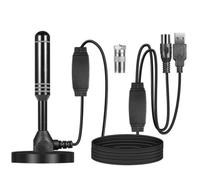Mocturnity Antenne de Télévision Numérique HD Antenne de Télévision HD Amplifiée à Gain Élevé de 37 DB Câble D'Antenne TNT Numérique HD Intérieur et Extérieur Multi-Usage,A