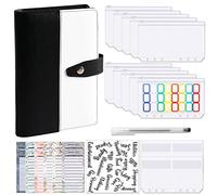Mocturnity Classeur de Budget A6 PU avec Enveloppes de TréSorerie, Classeur D'éConomie D'Argent en Cuir, Pour Carte de Coupon de Factures de TréSorerie, Planificateur de Budget Noir