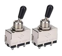 Mocturnity Interrupteur à levier 3 voies pour guitare électrique 2 pièces, sélecteur en métal fermé à 3 voies avec bouton à pointe noire Pièce de rechange pour guitare électrique style Lp