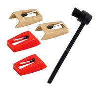 Mocturnity Kit d'aiguilles pour tourne-disque, 4 aiguilles pour tourne-disque avec 1 brosse de nettoyage pour crayon optique, remplacement pour phonographe en vinyle LP