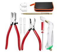Mocturnity Kit de 9 pinces brise-verre et coupe-verre, pinces briseuses avec mâchoires incurvées, pour vitrail et carrelage