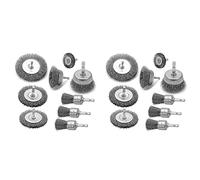 Mocturnity Lot de 18 brosses à plume de roue en ondulé épais pour perceuse, brosse en d'acier au avec tige hexagonale pour enlever la peinture