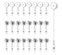 Mocturnity Lot de 25 bobines de badge rétractables, clips pour bobine de badge, porte-badge avec pince crocodile rotative, porte-badge rétractable
