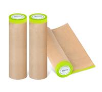 Mocturnity Lot de 3 rouleaux de papier de masquage pré-gravé pour peinture, 45,7 x 150 m, papier de peintre avec ruban et rideau,